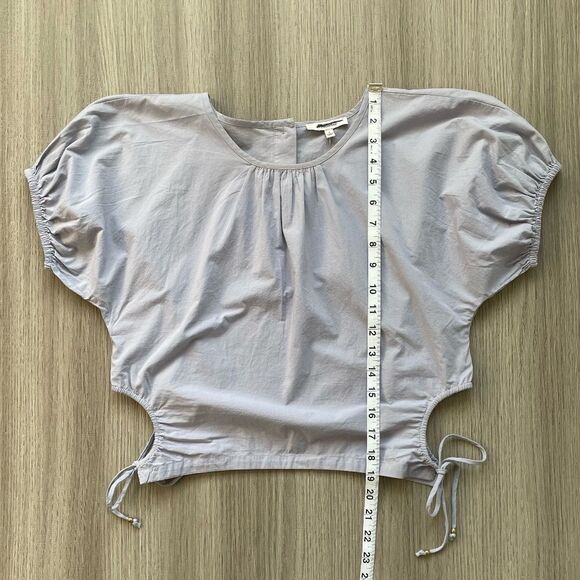 NWT Madewell Embroidered Poplin Puff-Sleeve Cutout Crop Top Blue S - Picture 8 of 16